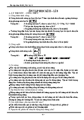 Đề cương ôn tập học kỳ II môn Vật lý Lớp 8